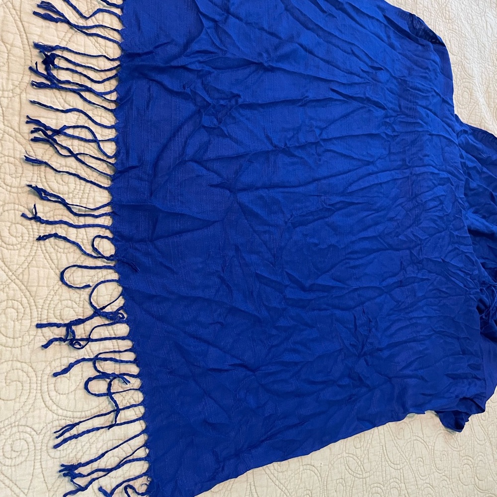 Vibrant Blue Fringe Pashmina scarf shawl